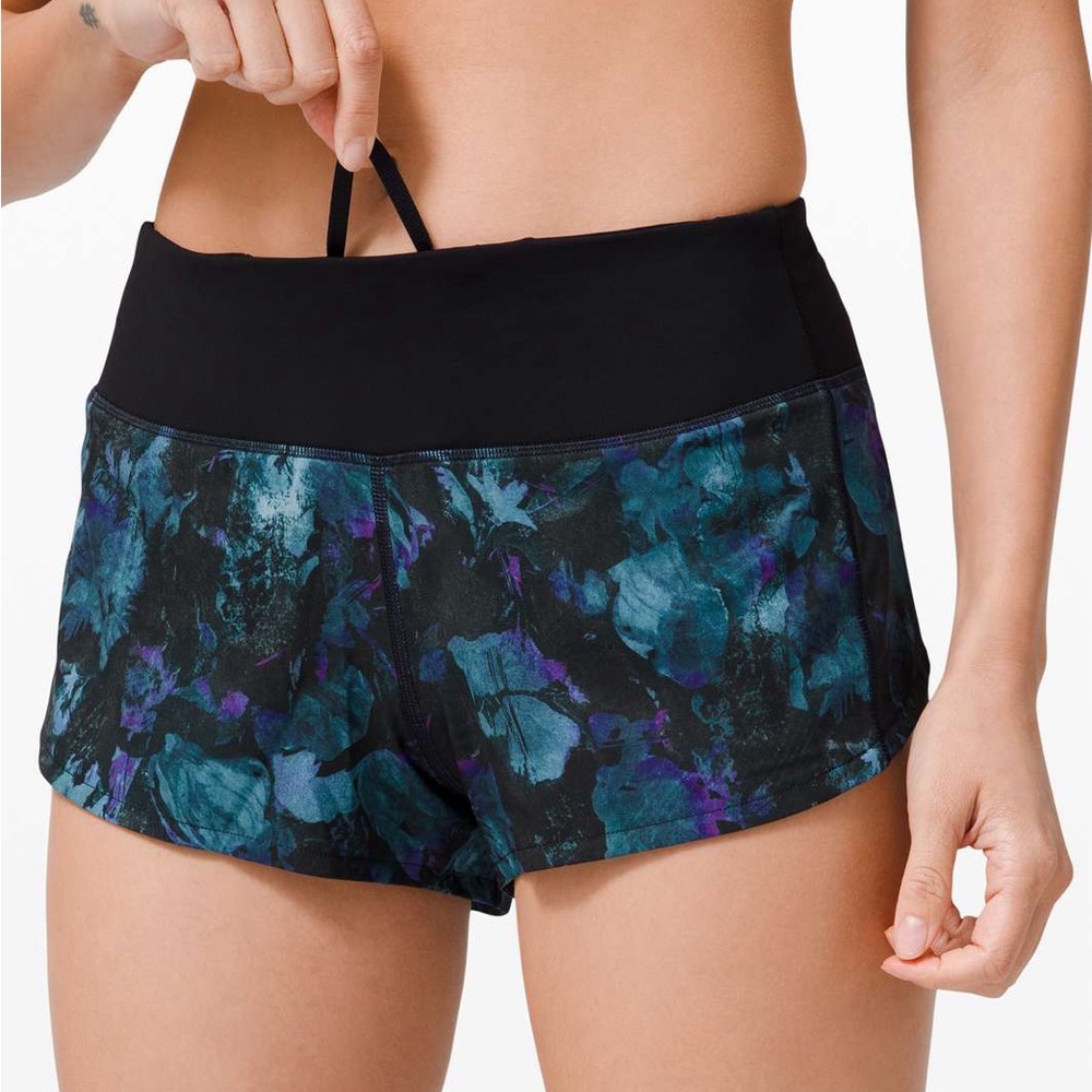 Lululemon Speed Up Short *2.5" - Floral Shift Blue Multi / Black